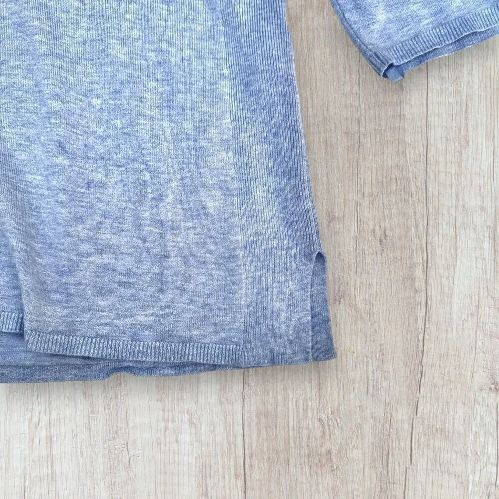 CHICO'S Light Blue V Neck Lightweight Linen Blend Knit Sweater L XL Size 3